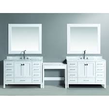 Bathroom vanity sinks one of the first things to consider when shopping for a vanity is the number of sinks. Design Element London 126 Inch Single Sink White Vanity Set With Makeup Table And Bench Seat Overstock 9505991