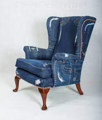 denim jeans wingback armchair parker knoll sofa chair patchwork furniture patchwork furniture upholstered chairs diy patchwork chair