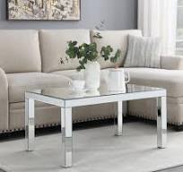 MIREO Couchtisch verspiegelt mit Kristall-Inlay-Oberfläche, rechteckiger  silberner Akzenttisch, modernes Design, luxuriöse, zeitgenössische Möbel  für ...