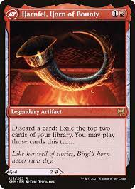 How to use hornswoggle in a sentence. Birgi God Of Storytelling Harnfel Horn Of Bounty Kaldheim Khm 123 Scryfall Magic The Gathering Search
