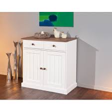 Topl lydieparfait a complete avec le grand meuble + protection tiroir et les rangements en bois cuisine de ikea, facile a monté attention poignet non. Bahut Bas Westerland 2 Portes 2 Tiroirs Blanc Plateau Brun Sepia
