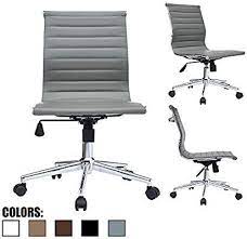 Modern to the touch, luxurious to the eye, prim features deep tufted buttons, armless task chair seat rolly classic computer desk office dorm furniture blue. 2xhome Grey Modern Mid Back Office Chair Armless Ribbed Pu Leather Swivel Tilt Adjustable Office Chai Adjustable Office Chair Office Chair Leather Lounge Chair