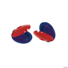 The instrument consists of a pair of concave shells joined on one edge by a string. Colorful Castanets Oriental Trading
