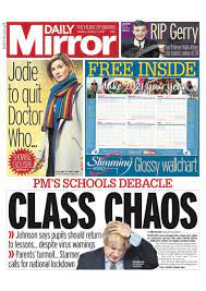 John bercow demands apology over £1m i'm a celebrity claim. Daily Mirror Front Page 4th Of January 2021 Tomorrow S Papers Today