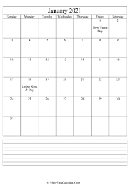 Printable january monthly calendar template. January 2021 Calendar Templates