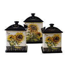 Check spelling or type a new query. French Sunflowers Canister Set 3 Piece Set 43210 The Home Depot Sunflower Kitchen Decor Sunflower Kitchen Kitchen Decor Themes