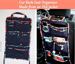 Make Your Own Car Back Seat Organizer Made From An Old Jacket Tutorial Car Organization Diy Back Seat Diy Car Seat Cover