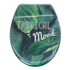 Abattant Wc Plastique 3d Inscription Tropical Mood Motif Feuillage Abattant Wc Accessoires De Salle De Bain Et Wc Decoration Gifi