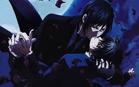 Black butler is a japanese manga series written and illustrated by yana toboso. Hd Wallpaper Kuroshitsuji Sebastian Michaelis Ciel Phantomhive Kiss Night Wallpaper Flare