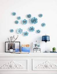 Amazon Com Alycaso Artificial Flowers Wall Decoration For Living Room Bedroom Hanging 3d Wall Art Ceramic Fl Flower Wall Decor Living Room Art Ceramic Flowers