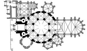Floor Plan Of Aachen Cathedral With Charlemagne S Palace Chapel Highlighted In The Center Palatine Chapel Aachen Aachen Cathedral