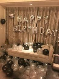 Birthday Surprise Ideas For Friends In Lockdown Silver Happy Birthday Decoration With Black Balloon Bouquet Birthday Surprise Boyfriend 21st Birthday Decorations Birthday Decorations