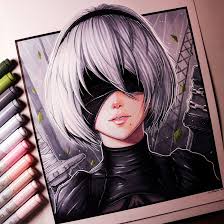 2b From Nier Automata Drawing By Lethalchris Automata Nier Automata Anime Drawings