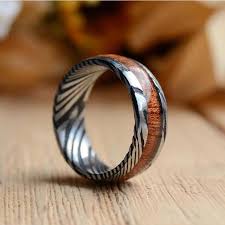 Mit bestpreis garantie vom marktführer für auslandszahnersatz. Urban Designer 8mm Mens Wedding Band With Koa Wood Inlay And Damascus Steel Pattern Ring