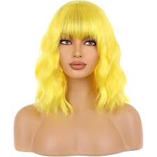 WTHCOS Perruque rose vif pour femme