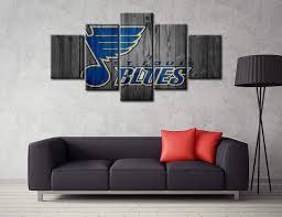 It will also perfectly suits kitchen room. Amazon Com Blues Wall Decor Team Logo Art Paintings 5 Piece Canvas Picture Ice Hockey Artwork Living Room Prints Poster Home Decoration Wooden Framed Ready To Hang 60 Wx32 H Everything Else