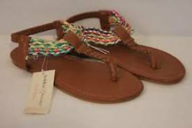 Details About New Girls Sandals Size 3 Rainbow Brown T Strap Thongs Kids Summer Shoes Flats