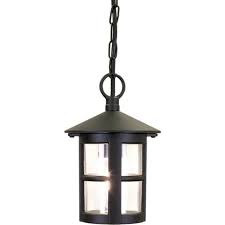 Illuminate your patio or porch with this outdoor wall light, showcasing a traditional hanging lantern design. Circular Hanging Porch Lantern With Small Window Bars In Black Aluminium