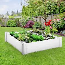 This plan builds a fairly large planter box, coming in at 60 x 36. Amazon Com Gartio Raised Garden Bed 4x4ft Pvc Raised Planter Kit Outdoor Above Ground Vinyl Garden Box With Grow Grid Screwless Assembly For Vegetables Flowers Organic Herbs Diy Gardening Whelping Pen Kitchen Dining