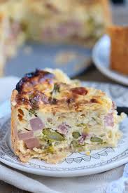 This Deep Dish Ham And Asparagus Quiche With Caramelized Onions Is The Perfect Addition To Your Holiday Deep Dish Quiche Recipe Asparagus Quiche Quiche Recipes
