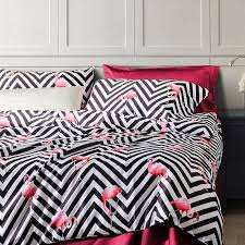 Black And White Striped Sheet Set Full Hipster Black White And Pink Flamingo Print Aztec Stripe Modern Chic Unique Full Queen Size Bedding Bed Bedroom Decor Design Bedding Sets Queen Size Bedding