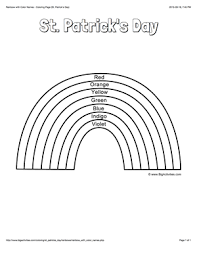 St Patrick S Day Coloring Page With A Picture Of A Rainbow And All 7 Colors Listed In The Rainbow Name Coloring Pages Coloring Pages Color Names