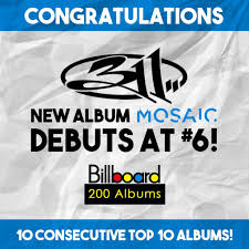 311s New Album Mosaic Debuts 6 This Week On The Billboard