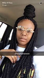 Box Braids Top Knot Bun Half Up Half Down Bigglasses Hairstyles With Glasses Top Knot Hairstyles Top Knot Bun