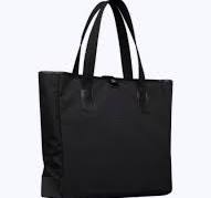 Technical fabric and leather tote bag