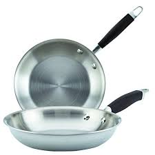 Anolon 31513 Tri Ply Onyx Skillet Set Medium Stainless Steel Skillet Sets Cookware Set Stainless Steel Cookware