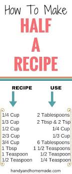 How To Make Half Of A Recipe Sometimes You Just Want To Make Half Of A Recipe Especially If There S Only 2 3 Peopl Cooking Measurements Cooking Tips Cooking