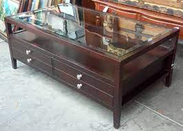 It also features a bottom shelf that can be used to keep newspapers, magazines, and other daily use items. Uhuru Furniture Collectibles Sold Bargain Buy 22658 Bevelled Glass Top Espresso Coffee Table With Drawers As Is 47 X 19 Tall X 28 Deep 40