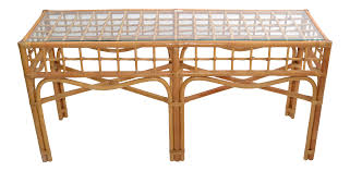 Shop slender consoles in a variety of different styles and finishes to find the perfect one to complement your hallway at cox and cox. Bohemian Style Handcrafted Bent Bamboo Rattan Console Table With Glass Top Chairish