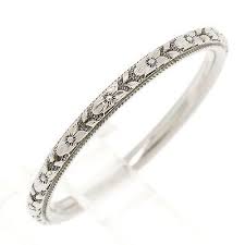 Antique Art Deco Sohengrin Etched 2mm 18k White Gold Eternity Wedding Band Ring Antique Wedding Bands Art Deco Engagement Ring Art Deco Wedding Band