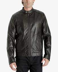 Michael Michael Kors Men S Fleece Lined Faux Leather Jacket Brown Xxxl Mens Fleece Jacket Michael Kors Men Mens Fleece