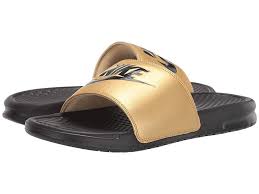 Black And Gold Nike Slides Pin By Opadotun On Shoes In 2020 With Images Nike Slippers Black Nikes Nike Benassi