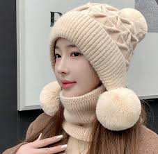 Mũ len quả bông phong cách Hàn mới nhất nón len nữ thời trang mới Mũ Len 2  Lớp Cao Cấp Mũ Len Lót Nỉ Thoải Mái Mũ Len Chất Liệu An