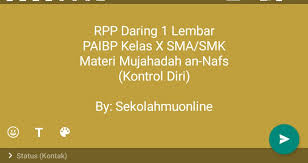 Rpp kurikulum 2013 sd revisi. Rpp Daring 1 Lembar Paibp Kelas X Bahan Mujahadah An Nafs Kontrol Diri Idn Paperplane