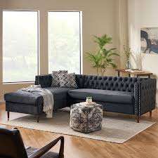 The rivet revolve sectional chaise has a simple design with square armrests and tapered legs. Buy Sectional Sofas Online At Overstock Our Best Living Room Furniture Deals