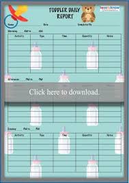 Free printable infant daily sheets. Daily Activity Sheets For Toddlers Lovetoknow