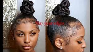 How To Slay Your Edges Reloaded W Twisty Top Knot Bun Youtube Top Knot Bun Knot Bun Braided Top Knots