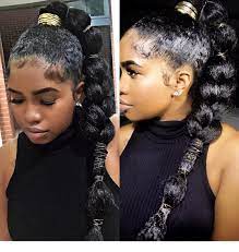 745 Likes 30 Comments Curlyhairedchik On Instagram Last Nights Look In Two Different Li High Ponytail Hairstyles Natural Hair Styles Kanekalon Hairstyles