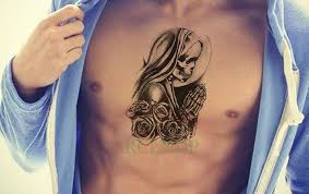 Mereka menunjukkan kepercayaan diri dan kekuatan batin dan dapat dengan mudah dilihat atau ditutupi. Tato Bunga Mawar Di Dada Pria Us 1 49 Tahan Air Sementara Tato Tengkorak Kepala Bunga Mawar Tatto Flash Tato Palsu Tato Dada Tato Tato Bunga Tato Tengkorak