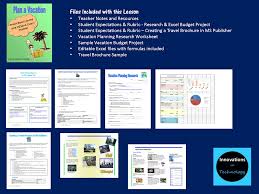 Plan A Vacation Pbl Using Ms Word Excel Publisher Distance Learning Project Based Learning How To Plan Middle School Lessons