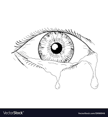 Drawing of an eye crying step by step. Eyes With Tears Drawing