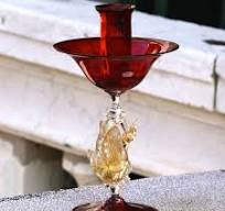 Candelabro de cristal de Murano: Cisne de cristal rojo con ...