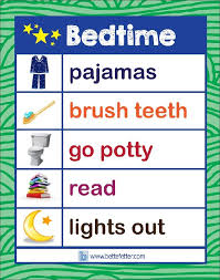 A Favorite Visual Bedtime List Bedtime Chart Preschool