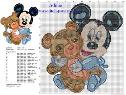 We enjoyed our simple sewing cards for the little beginners last time. Baby Disney Mickey Mouse With Teddy Bear Free Cross Stitch Pattern 98 X 109 21 Colors Free Cross Stitch Patterns Simple Unique Alphabets Baby
