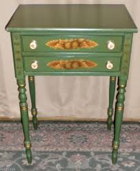 Vintage Hitchcock Harvest Stenciled Green Table Stand With 2 Drawers Hitchcock 250 Green Table Painting Furniture Diy Diy Furniture