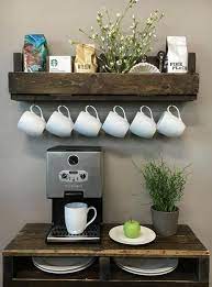 Shari Coffee Bar Shelf With Small Cup Hooks Coffee Bar Beverage Caddy Coffee Cup Display Shelf Coffee Bar Shelf Decoracao Cozinha Rustica Acessorios De Decoracao Para Casa Decoracao Cozinha Ideias